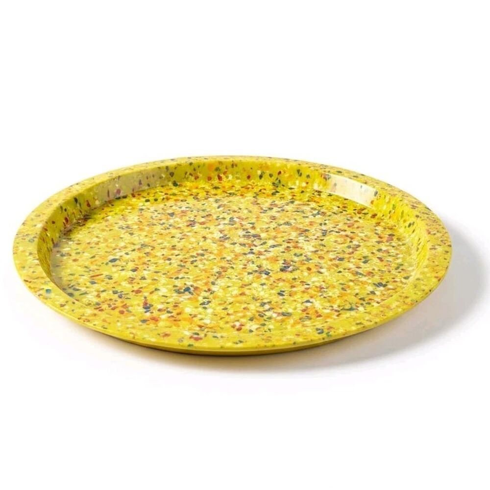 Zak Designs Melamine Pea Green 13.75" Round Tray Platter thick quality EUC VTG
